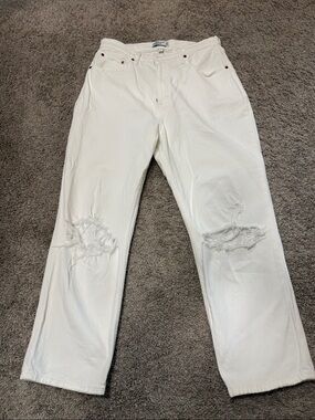 Abercrombie & Fitch White Ankle Straight ultra high rise jeans -32/14
